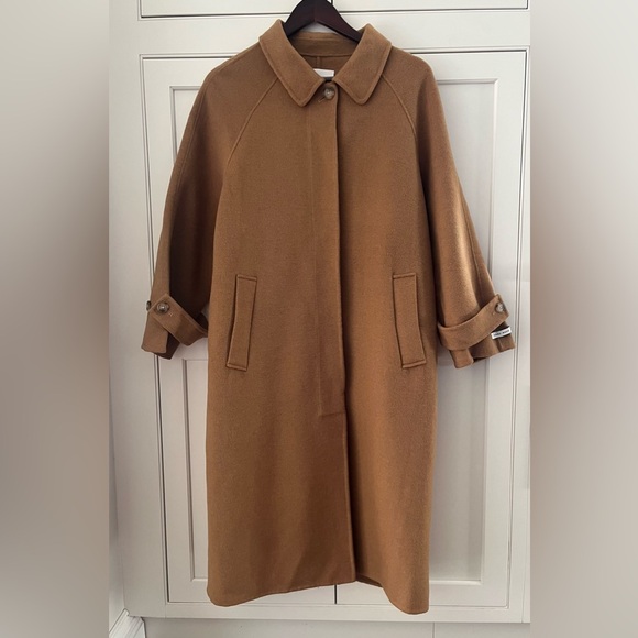 Another Plain wool coat women Sz. S/M dark beige Design by Korea Quiet luxury - Picture 1 of 12